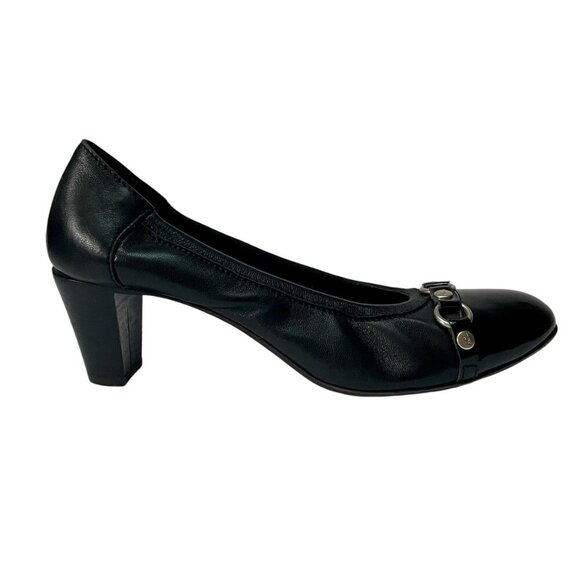 Attilio Giusti Leombruni AGL Black Leather Cap Toe Heels Womens 39 1/2 (9.5) - Picture 12 of 12